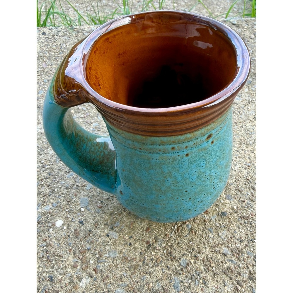 Cape Shore Arizona Souvenir Mug Turquoise Blue Brown Glaze 3D Saguaro Cactus Mug - Picture 6 of 8